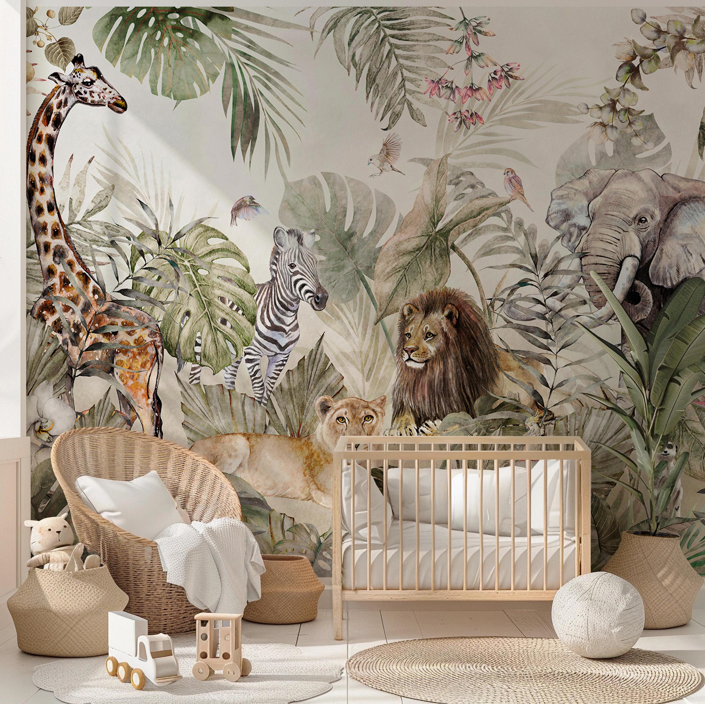 Jungle Animals Peel and Stick Wallpaper: Safari Nursery Mural - Etsy