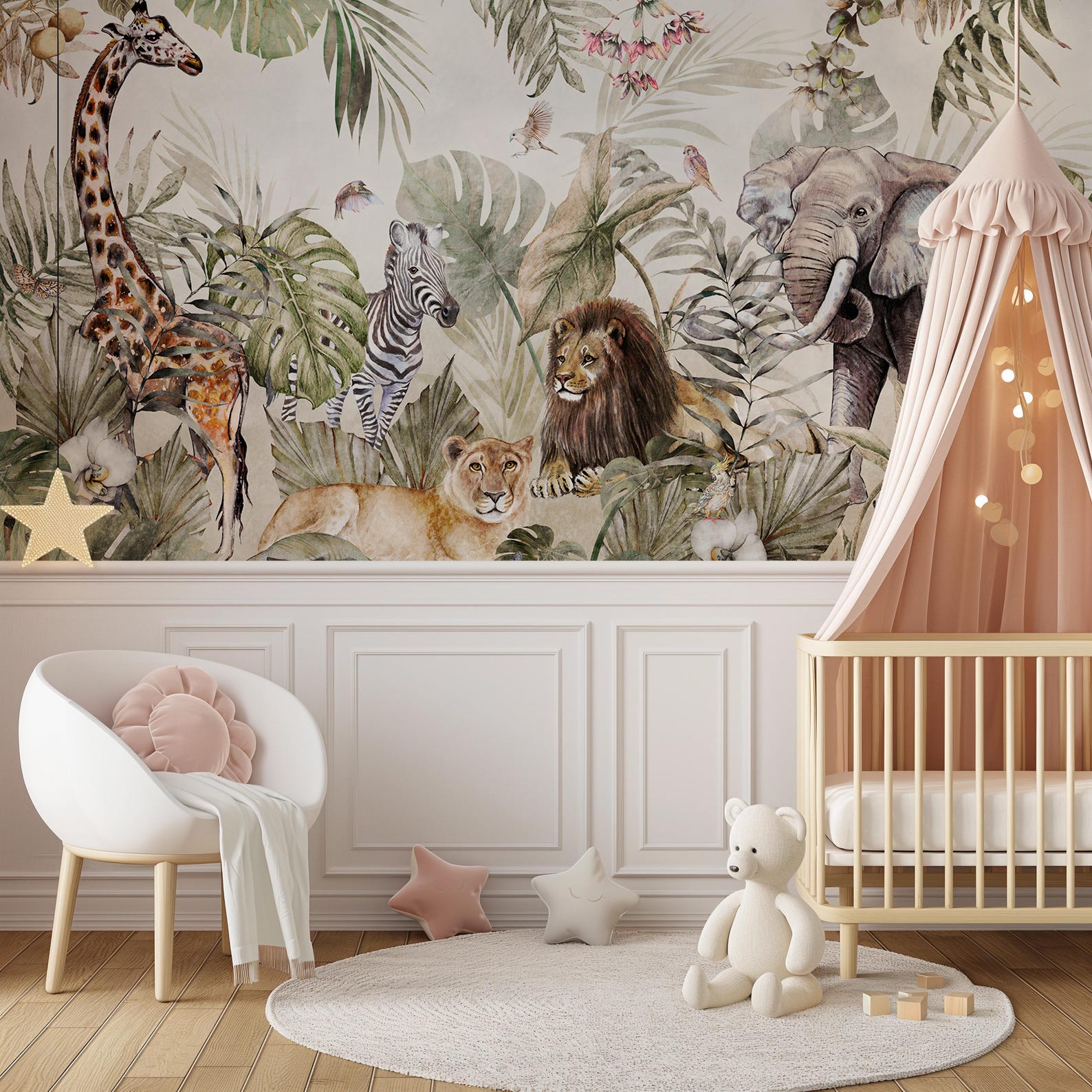 Jungle Animals Peel and Stick Wallpaper: Safari Nursery Mural - Etsy