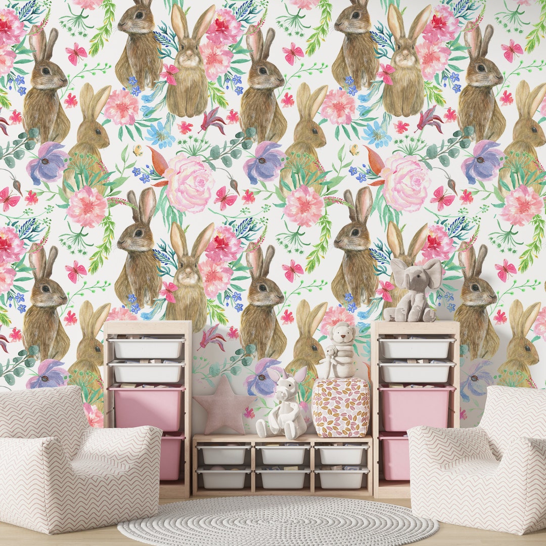 Girl Room Wallpaper Babygirl Peel and Stick Wallpaper Animal Etsy