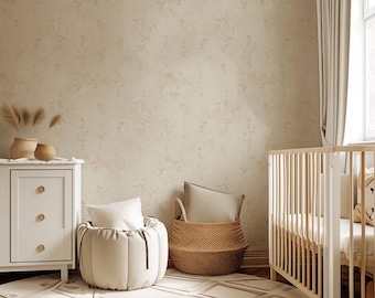 Cream Toile Wallpaper – Vintage Floral Peel & Stick Mural for Nursery and Neutral Home Decor