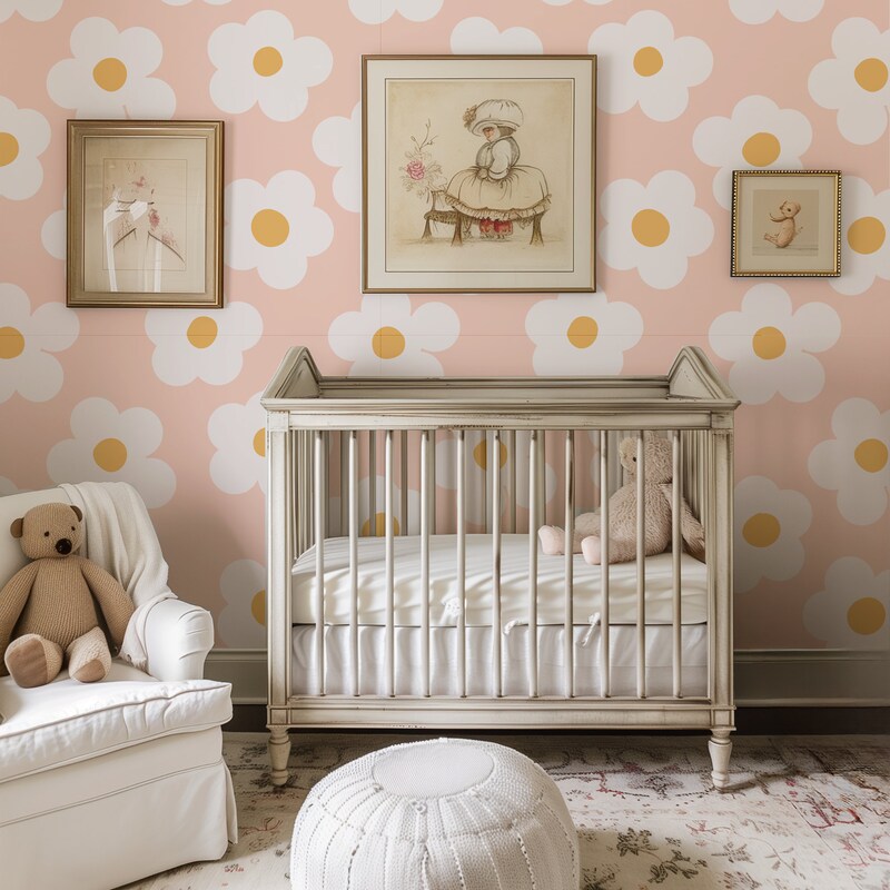 Baby Girl Nursery Wallpaper - Etsy