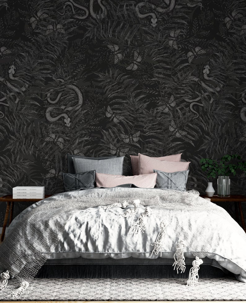 Darkness Gray Mysterious Gothic Wallpaper, Moody Mystical Dark Peel and