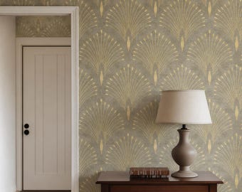 Art Deco Gold Metallic Peel & Stick Wallpaper – Luxury Geometric Wall Mural