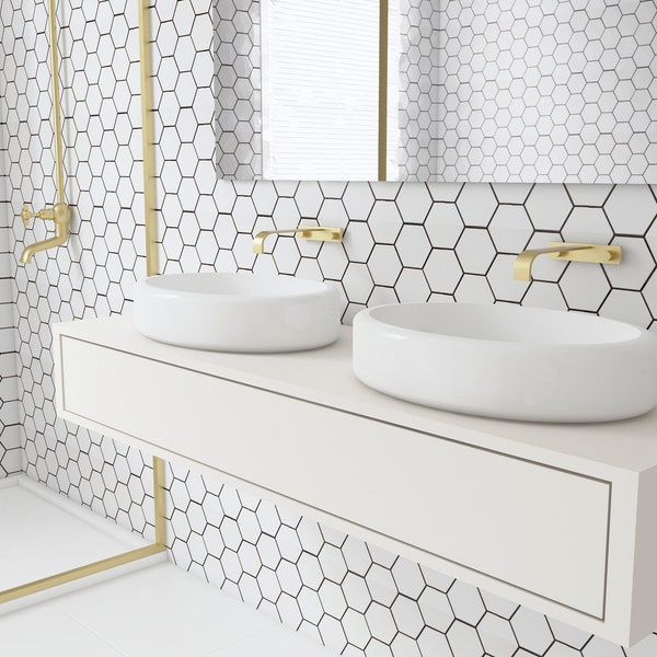 White Tile Wallpaper - Etsy