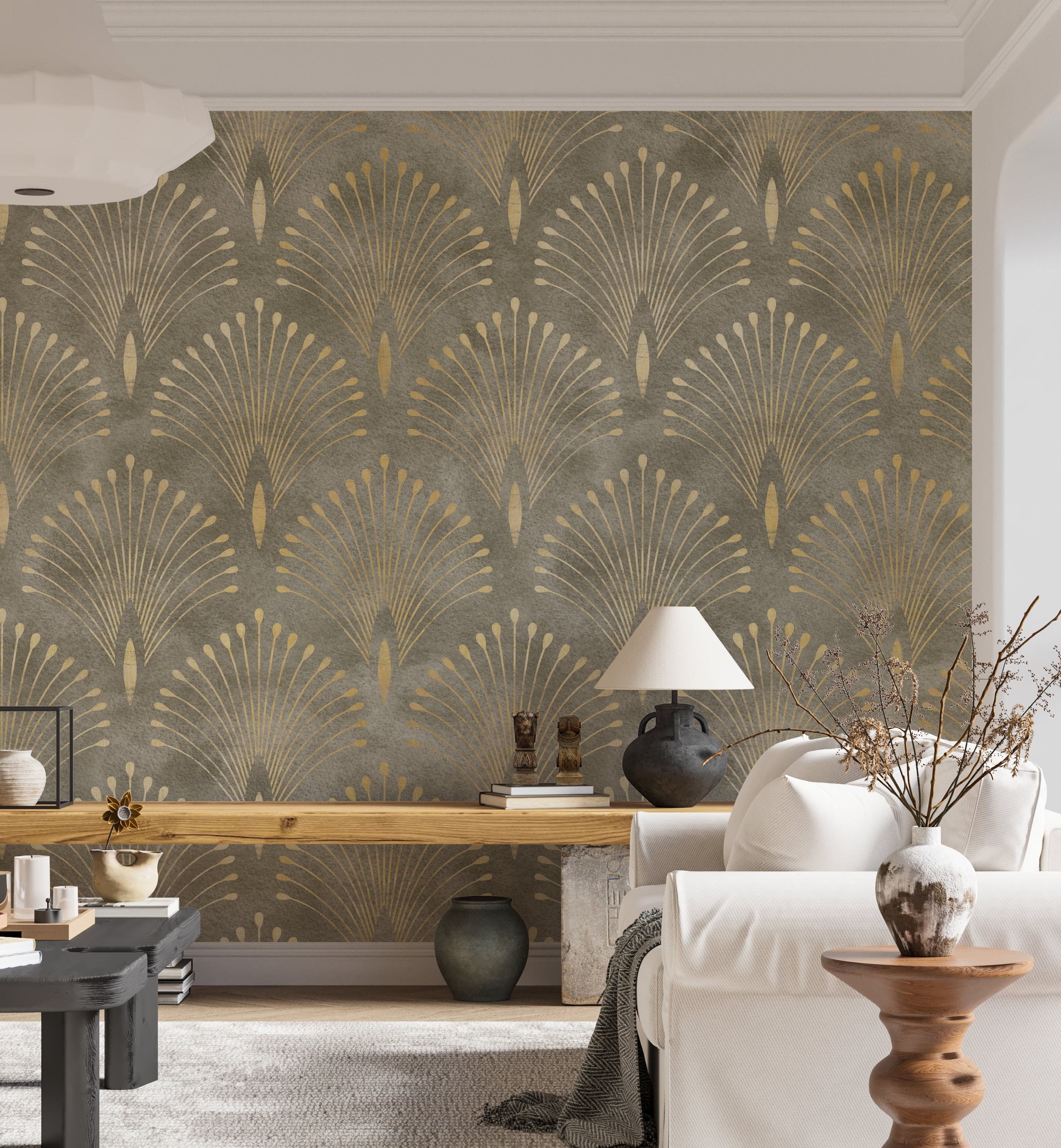 Art Deco Gold Metallic Peel & Stick Wallpaper – Luxury Geometric Wall ...