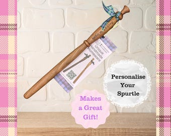 Scottish Spurtle Tapered Design Personalised Hand-Made in Walnut  - Ideal Gift for Porridge Lover or Baker