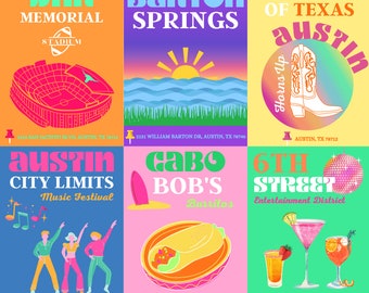 University of Texas | Preppy Digital Prints | Set of 6