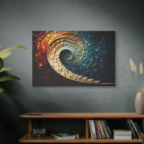 Fibonacci Flourish Canvas: Mathematical Art, Abstract Reality, Spiral Elegance, Cosmic Canvas, Geometric Glow, Numeric Nexus, Huge Wall Art