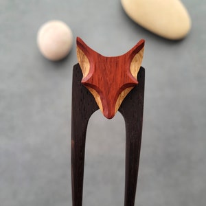 Fox hair pin, hair fork, wooden hair accessories