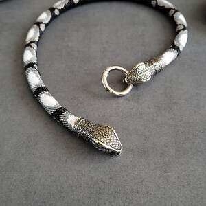 Beaded Snake Necklace:  King Python, Nickel Silver Heads