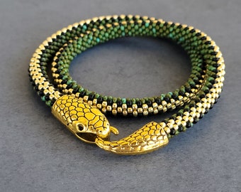Ouroboros, snake, sneklace, beaded ouroboros, beaded snake necklace, ouroboros necklace, beaded snake, snakes