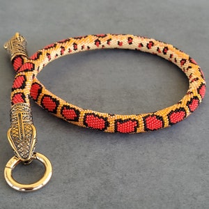 Corn snake, beaded necklace, snake necklace, king snake, python, sneklace, beaded snake necklace, reptile necklace