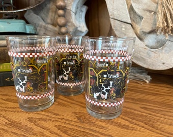 Vintage Morning Star Barn Scene Juice Glasses