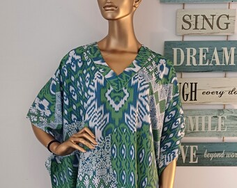 Plus Größe Kaftan Casual Loose Fit V-Ausschnitt Mitte Ärmel Tunika Für Frühling Sommer Damen Kleidung Strand Vertuschen Bequemes Baggy Kleid S bis 4XL