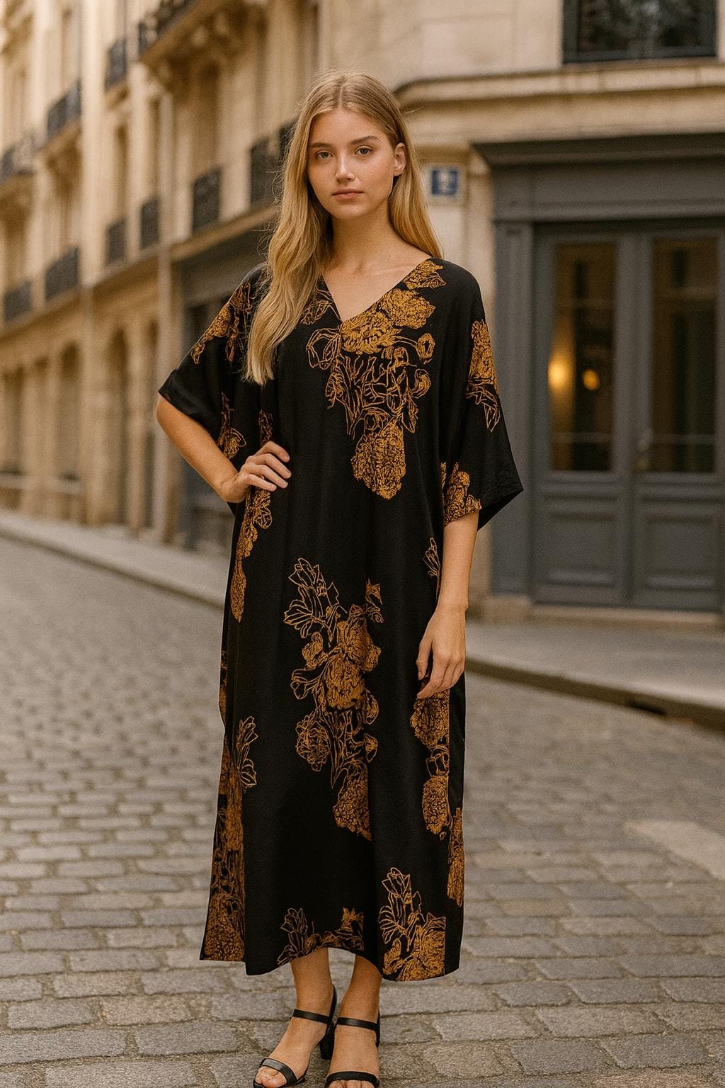 slim fit dress slacks Black/Gold Ombré Lurex Bustier Gown with Train main image 1