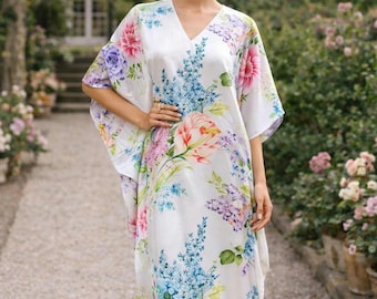 Flora langes Kaftan Kleid | Leichte Resort Beach Cover Up