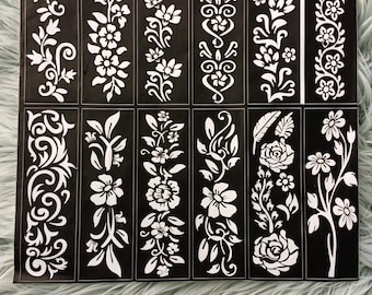 Flower and Leaves Stencils: Boho DIY Home Decor, Henna Art