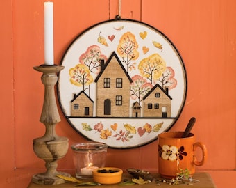 Village Frame + Cross Stitch Creation 114_village grid