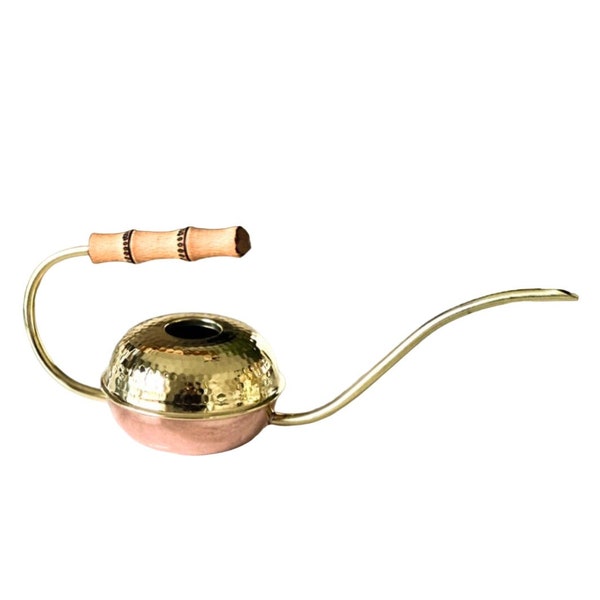 Handmade Copper & Brass Long Spout Watering Can / Hammered Copper Healer Watering Can / Vintage Pure Copper Can, Home Plant Gardening