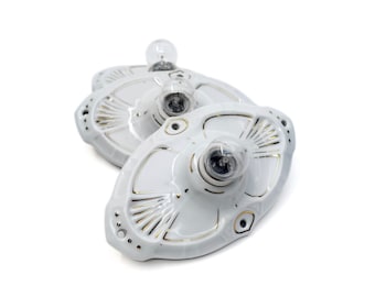 Plafonier de porcelana Art Déco de la década de 1930 / Lote de apliques, Aplique de pared de porcelana / Luminaria de pared vintage SET DE 3 / Lámpara de pared de cerámica Trio Set