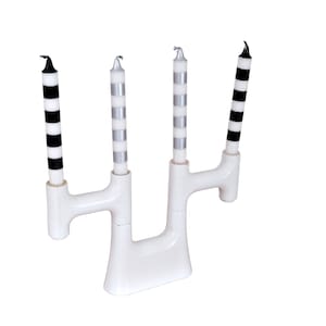 Modern Candlestick Holder by Ehlèn Johansson for Ikea 1990s / Retro Designer Candelabra / White Matt Minimalist Scandinavian Candle Holder