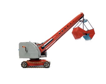 Vintage Toy Crane | Gama Germany 1950s Pressed Steel And Plastic 