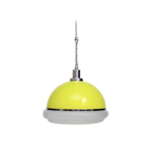1970s Italian Space Age Pendant Lamp Shade / Yellow Pendant Light / Vintage Modern Chandelier Lampshade 70s / Unique Memphis Style Decor