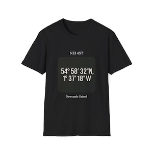 Newcastle United Coordinates T-Shirt, Unisex Graphic Tee, Softstyle Shirt, Gift for Sports Fans, Casual Wear, Travel Souvenir image 1