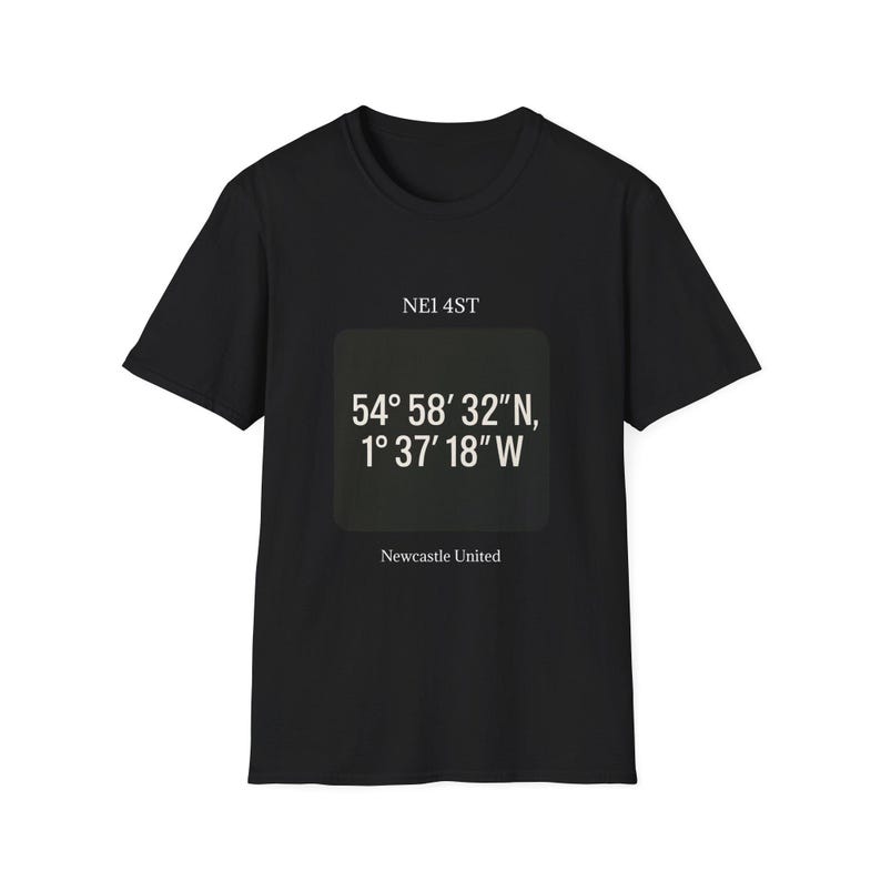Newcastle United Coordinates T-Shirt, Unisex Graphic Tee, Softstyle Shirt, Gift for Sports Fans, Casual Wear, Travel Souvenir image 1