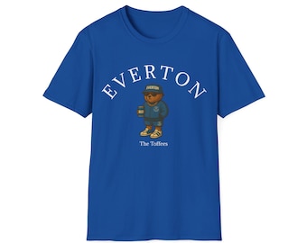 Everton Football Casual Graphic T-Shirt mit Everton Retro Bear, perfekt für Sportfans, Spieltag Kleidung, Geschenk für ihn, Urlaub