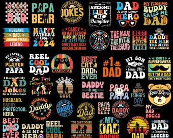 45 Father's Day Png Bundle, Dad Bundle Png, Best Dad Ever Png, Dad Quote Png Bundle, Grandpa Png, Gift For Dad, Sublimate Designs Download