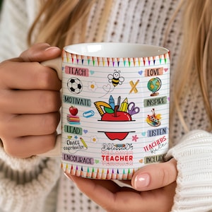 Teacher Mug, Wrap Around Mug Template 11oz, Sublimation, High-Quality, Instant Digital Download