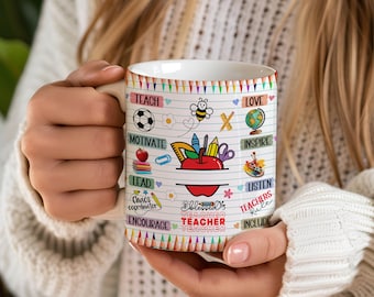 Teacher Mug, Wrap Around Mug Template 11oz, Sublimation, High-Quality, Instant Digital Download