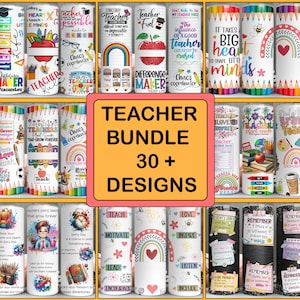 30+ leraar beker wrap bundel png Voeg naam toe leraar terug naar school sublimatie 20oz en 30oz magere beker leraar waardering ontwerp, png