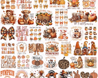 Retro Fall Autumn Png Bundle, Fall shirt png, Fall Coquette png, Autumn png, Trendy Fall, Thanksgiving png, Autumn Sublimation Design Bundle