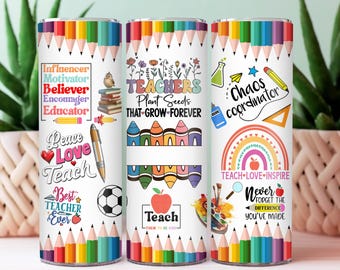 Teacher Tumbler Wrap Seamless Sublimation Teacher Appreciation Design PNG, 20 oz Skinny Tumbler Wrap Teacher Life Tumbler PNG Download