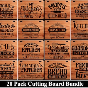 Küche Tablett Bundle 20 Designs, Schneidebrett svg, Platte svg, Tablett Laser-Dateibrett, Backen svg, Mama Küche svg Schneidebrett Laser png