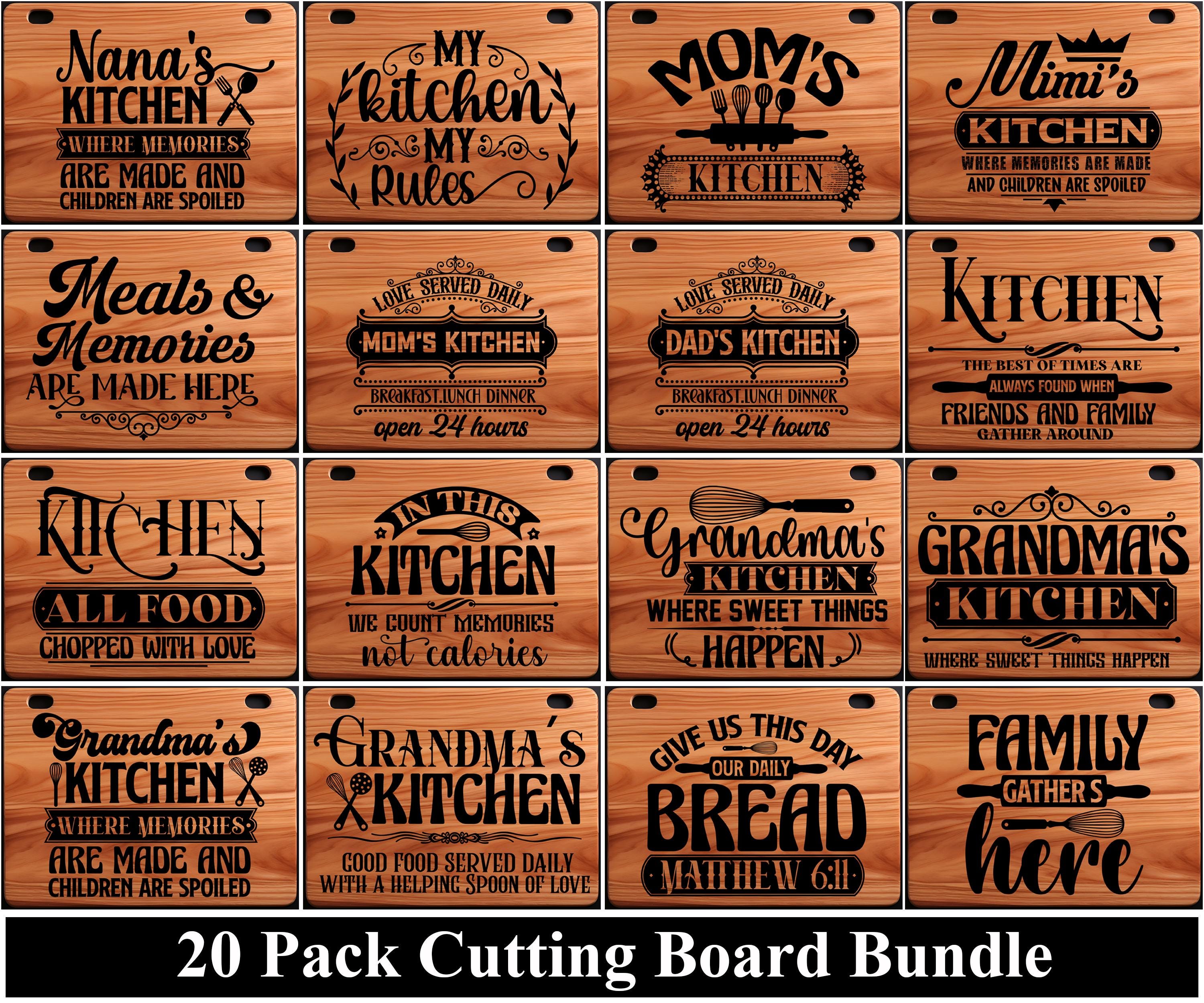 Kitchen Tray Svg Bundle 20 Designs, Cutting Board Svg, Plate svg, tray laser file board, Baking svg, mom kitchen svg cutting board laser png