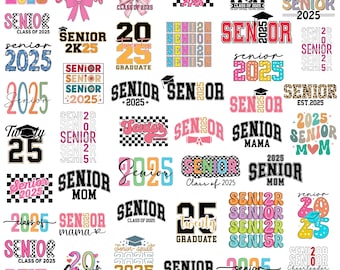Senior 2025 PNG Bundle, Retro Graduation PNG, Sublimation Design, Digital Download Png, Class of 2025 png, High school Senior Shirt Design