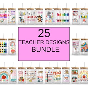 16oz Teacher Libbey Glass Can PNG bundle, Teacher Glass Can Wrap PNG, Teacher Libby Glass Wrap Png, Teacher Png, Teacher Appreciation PNG