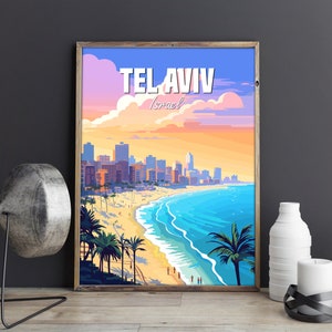 Tel Aviv Travel Poster, Israel Fine Art Print, Travel Wall Art, Minimalist Home Decor