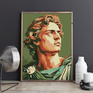 Alexander The Great Portrait Poster | Macedonian King Fine Art Print | Alexander The Great Wall Art Print