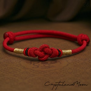 Bracelet Amour Tibétain en Fil Rouge et Cinabre