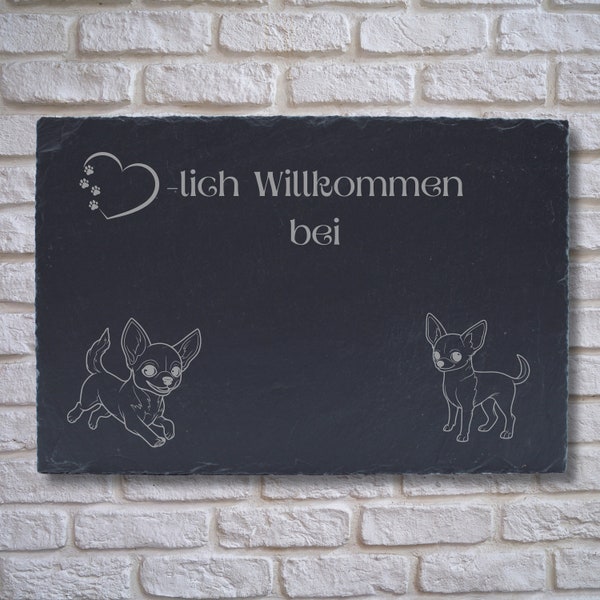 Türschild aus Schiefer für Chihuahua