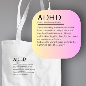 Adhd Wörterbuch Definition | Schulter Einkaufstasche | 100% Baumwolle | Neuroaffekthaus Geschenk | Uni-Schule-College | Büchertasche
