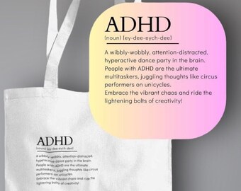 ADHS Definition 100% Baumwolle Tragetasche | Neurovielfalt Geschenk