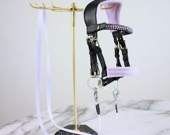 Brida para caballo de juguete A3 A4 - Arreo ajustable acolchado de vellón para caballo de juguete con bocado y riendas