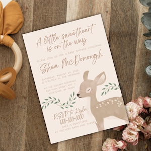 Gender Neutral Baby Shower Invitation Template, Baby Deer Baby Shower Invitation Template, Baby Doe Baby Shower Invitation Template