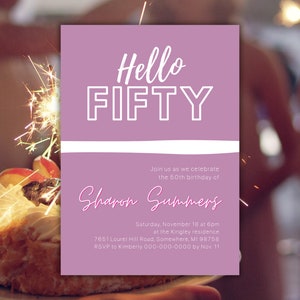50th Birthday Party Invitation Template, 50th Birthday Celebration Invitation Template, Turning 50, fiftieth birthday invitation template
