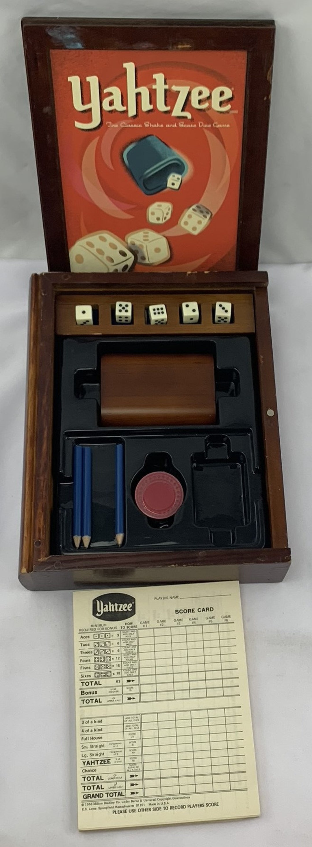 Yahtzee Bookshelf Edition Wood Bookshelf Hasbro Complete Great Etsy